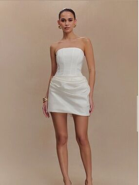 Meshki Sasha Taffeta Strapless Corset Mini Dress